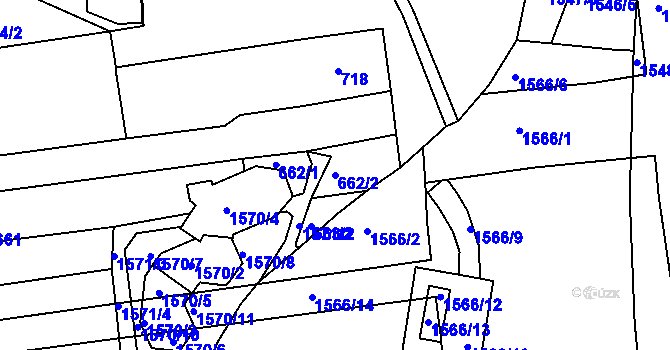 Parcela st. 662/2 v KÚ Komárov, Katastrální mapa