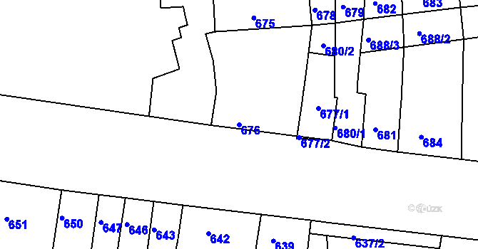 Parcela st. 676 v KÚ Komárov, Katastrální mapa