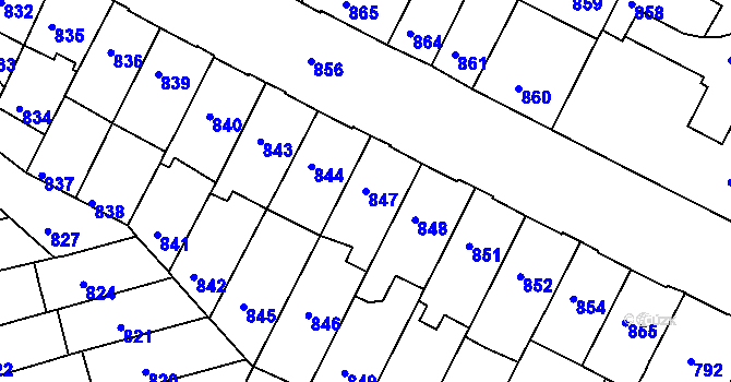 Parcela st. 847 v KÚ Komárov, Katastrální mapa