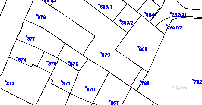 Parcela st. 879 v KÚ Komárov, Katastrální mapa