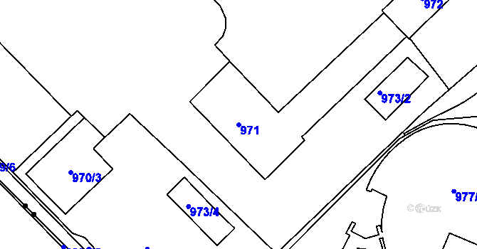 Parcela st. 971 v KÚ Komárov, Katastrální mapa