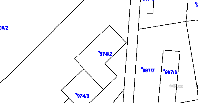 Parcela st. 974/2 v KÚ Komárov, Katastrální mapa