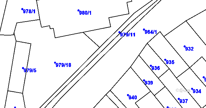 Parcela st. 979/12 v KÚ Komárov, Katastrální mapa