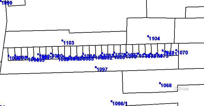 Parcela st. 1081 v KÚ Komárov, Katastrální mapa
