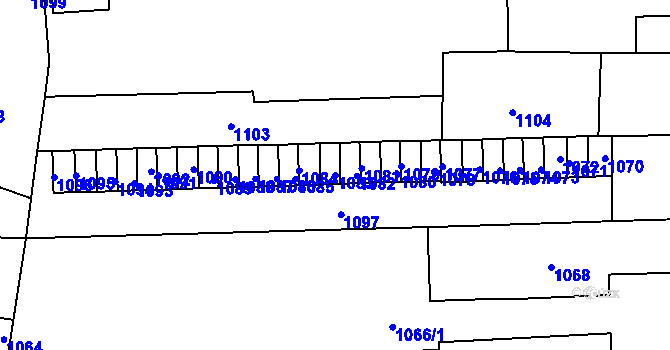 Parcela st. 1083 v KÚ Komárov, Katastrální mapa