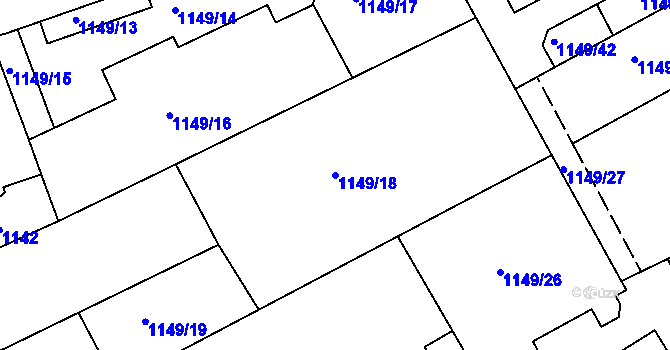 Parcela st. 1149/18 v KÚ Komárov, Katastrální mapa