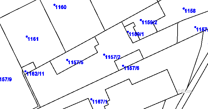 Parcela st. 1157/2 v KÚ Komárov, Katastrální mapa
