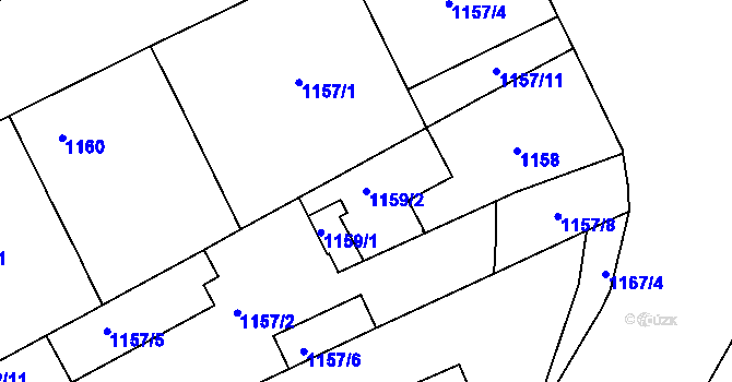 Parcela st. 1159/2 v KÚ Komárov, Katastrální mapa