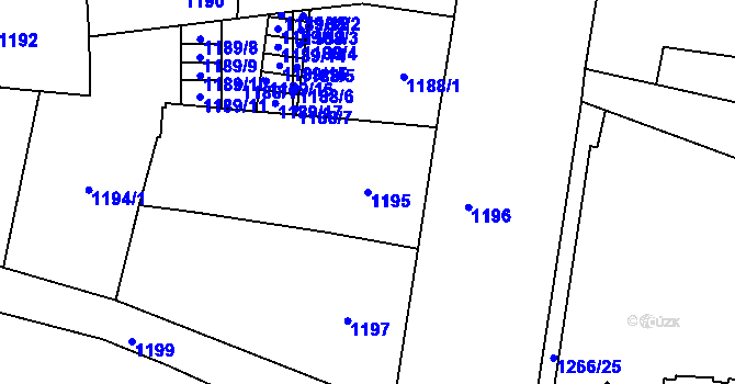 Parcela st. 1195 v KÚ Komárov, Katastrální mapa