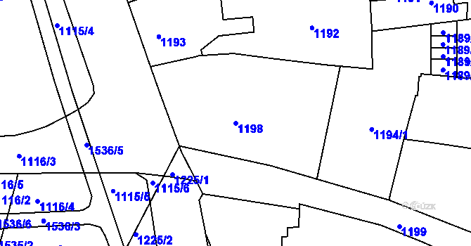 Parcela st. 1198 v KÚ Komárov, Katastrální mapa