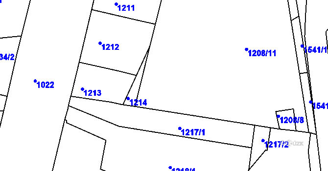 Parcela st. 1208/15 v KÚ Komárov, Katastrální mapa