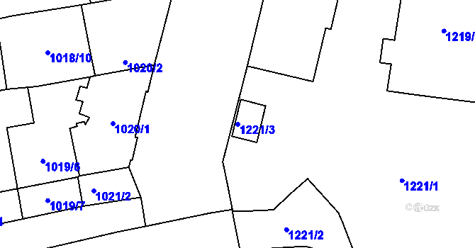 Parcela st. 1221/3 v KÚ Komárov, Katastrální mapa