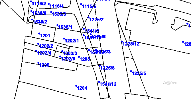 Parcela st. 1225/3 v KÚ Komárov, Katastrální mapa