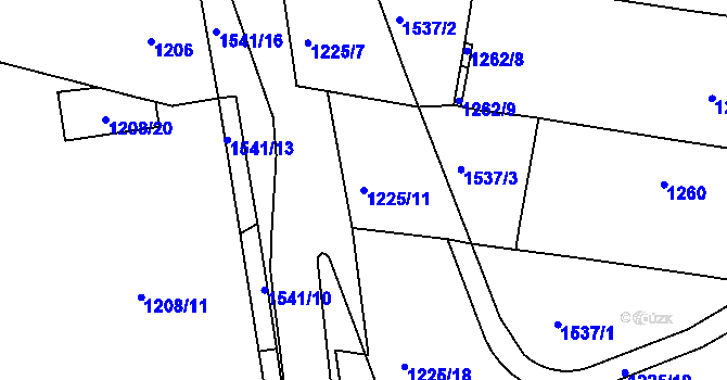 Parcela st. 1225/11 v KÚ Komárov, Katastrální mapa