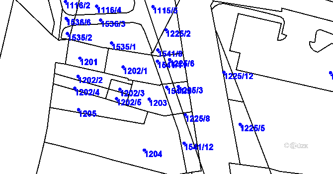 Parcela st. 1541/9 v KÚ Komárov, Katastrální mapa