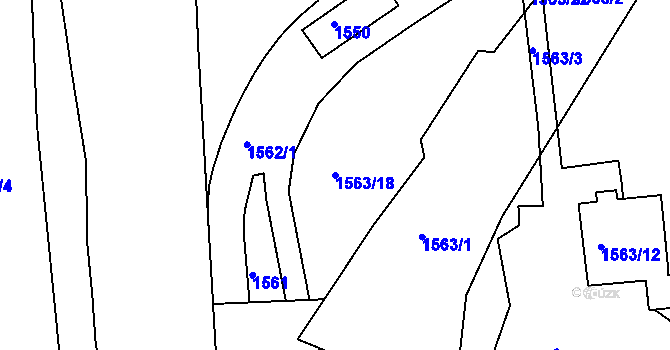 Parcela st. 1563/18 v KÚ Komárov, Katastrální mapa