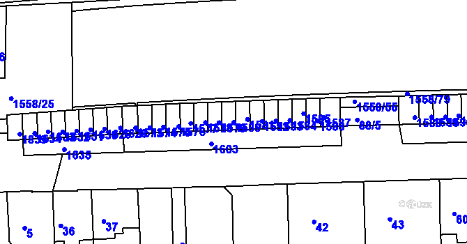 Parcela st. 1580 v KÚ Komárov, Katastrální mapa