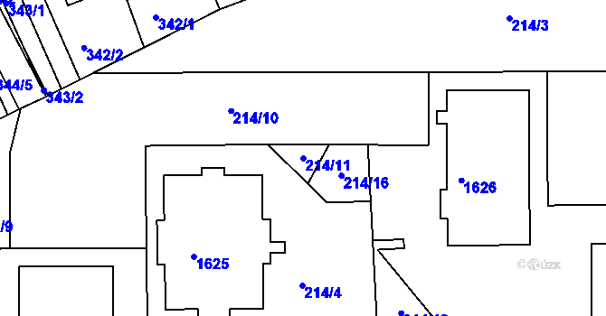 Parcela st. 214/11 v KÚ Komárov, Katastrální mapa