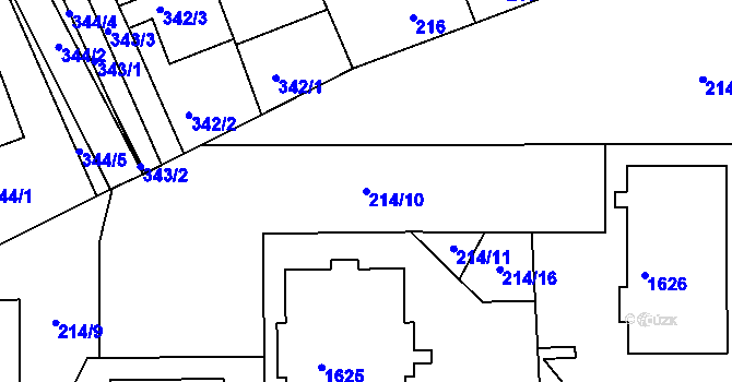 Parcela st. 214/10 v KÚ Komárov, Katastrální mapa