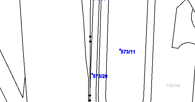 Parcela st. 573/21 v KÚ Komárov, Katastrální mapa