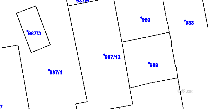 Parcela st. 987/12 v KÚ Komárov, Katastrální mapa