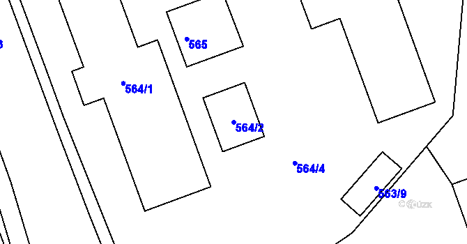 Parcela st. 564/2 v KÚ Komárov, Katastrální mapa