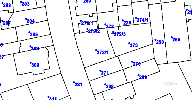 Parcela st. 272/1 v KÚ Komárov, Katastrální mapa