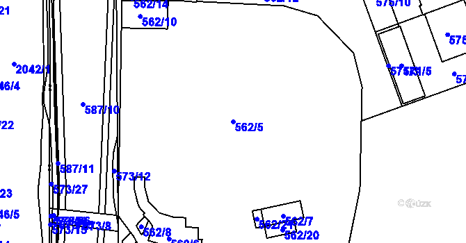 Parcela st. 562/5 v KÚ Komárov, Katastrální mapa