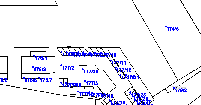 Parcela st. 177/10 v KÚ Komárov, Katastrální mapa