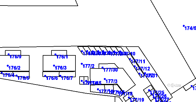 Parcela st. 177/6 v KÚ Komárov, Katastrální mapa