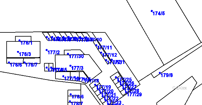 Parcela st. 177/12 v KÚ Komárov, Katastrální mapa