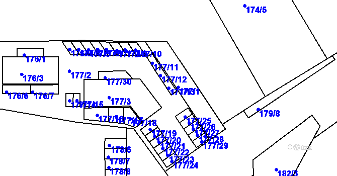 Parcela st. 177/13 v KÚ Komárov, Katastrální mapa