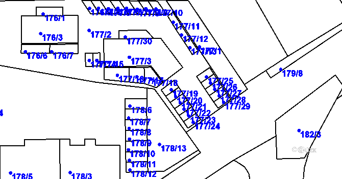 Parcela st. 177/19 v KÚ Komárov, Katastrální mapa