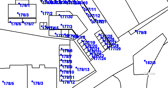Parcela st. 177/20 v KÚ Komárov, Katastrální mapa