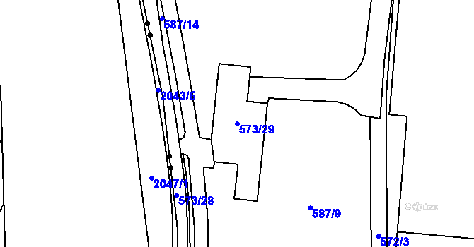 Parcela st. 573/29 v KÚ Komárov, Katastrální mapa