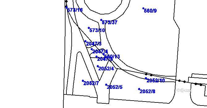 Parcela st. 560/13 v KÚ Komárov, Katastrální mapa