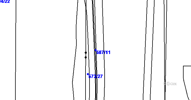 Parcela st. 587/11 v KÚ Komárov, Katastrální mapa