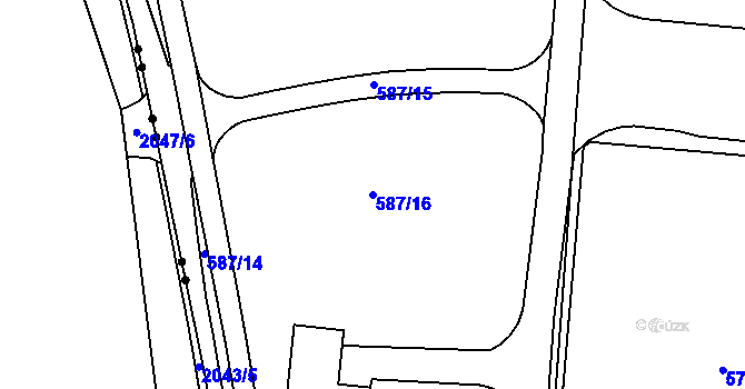 Parcela st. 587/16 v KÚ Komárov, Katastrální mapa
