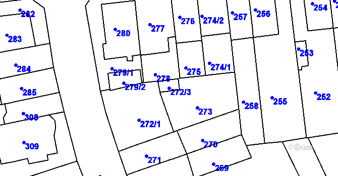 Parcela st. 272/3 v KÚ Komárov, Katastrální mapa