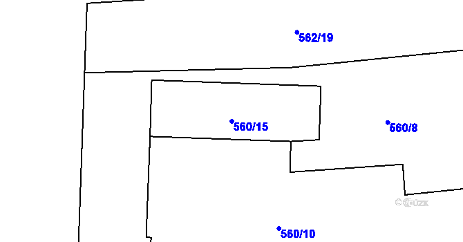 Parcela st. 560/15 v KÚ Komárov, Katastrální mapa