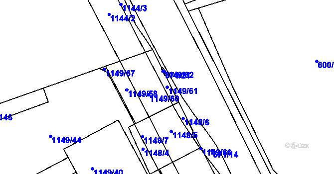 Parcela st. 1149/61 v KÚ Komárov, Katastrální mapa