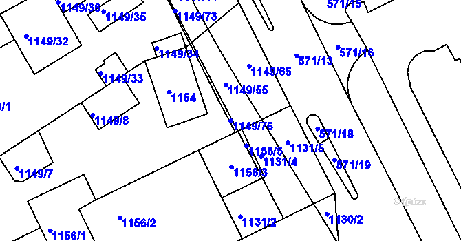 Parcela st. 1149/76 v KÚ Komárov, Katastrální mapa