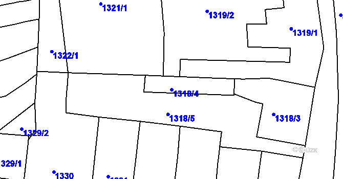 Parcela st. 1318/4 v KÚ Komárov, Katastrální mapa