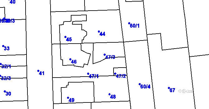 Parcela st. 47/3 v KÚ Komárov, Katastrální mapa