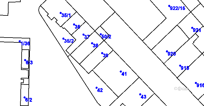 Parcela st. 39 v KÚ Židenice, Katastrální mapa