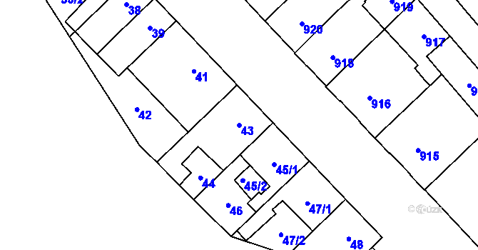 Parcela st. 43 v KÚ Židenice, Katastrální mapa