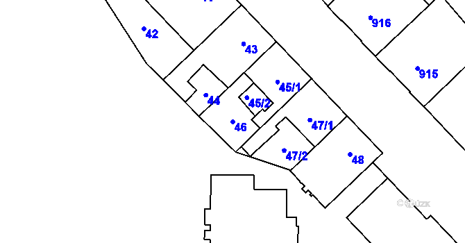 Parcela st. 46 v KÚ Židenice, Katastrální mapa