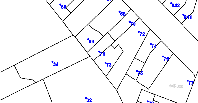 Parcela st. 71 v KÚ Židenice, Katastrální mapa