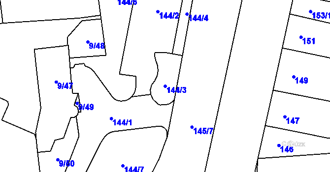 Parcela st. 144/3 v KÚ Židenice, Katastrální mapa