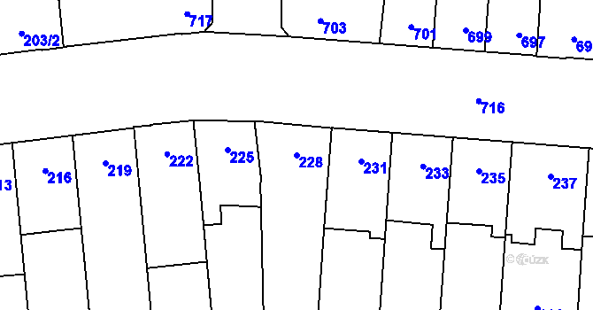 Parcela st. 228 v KÚ Židenice, Katastrální mapa